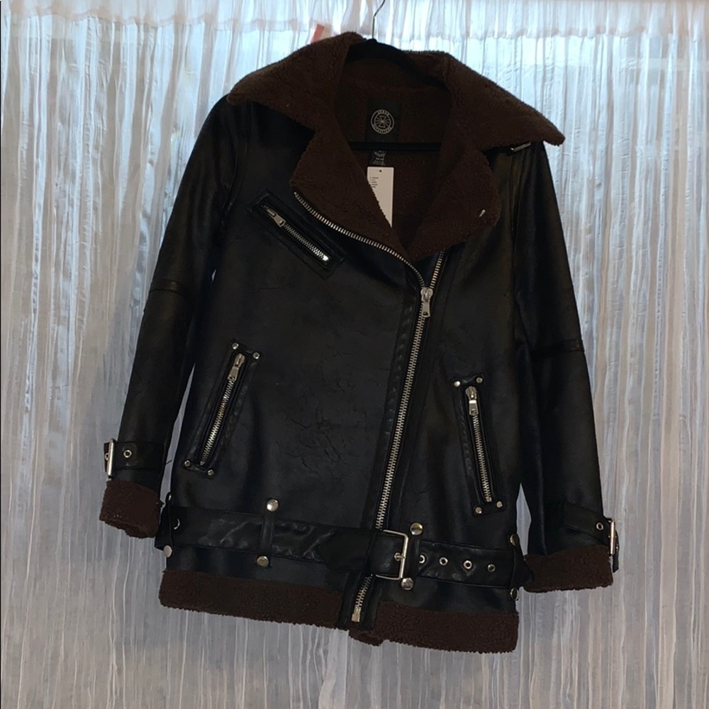 Urban Outfitters BLK MOTIF Vegan Leather Coat
